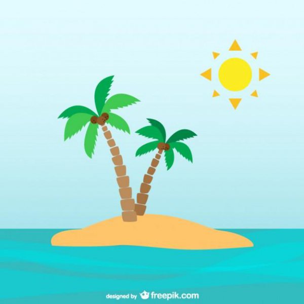 Palm Trees On Desert Island - Free Cartoon Vector Download Natural ___.jpg