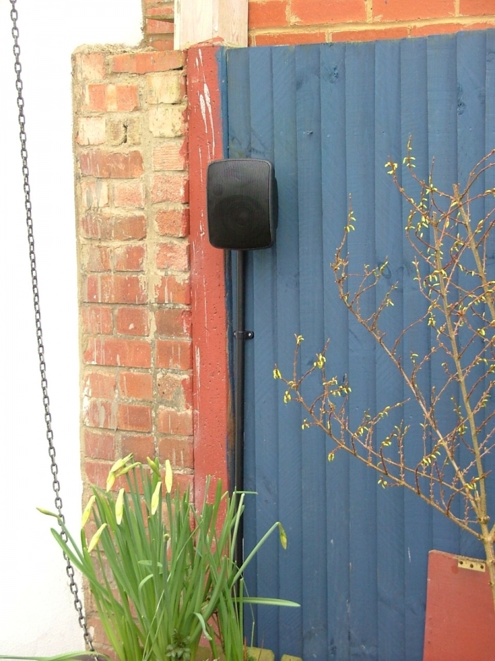 Black speaker outside