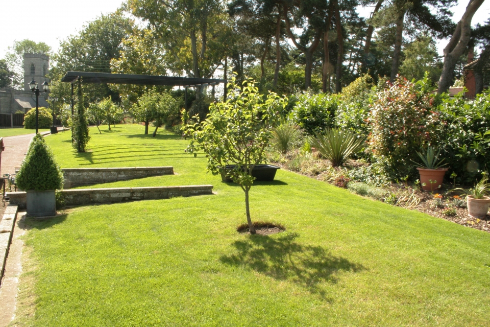 Looking back along the top border including plasterers bath for dogs to cool down in