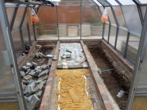 Laying path and underfloor warming cables